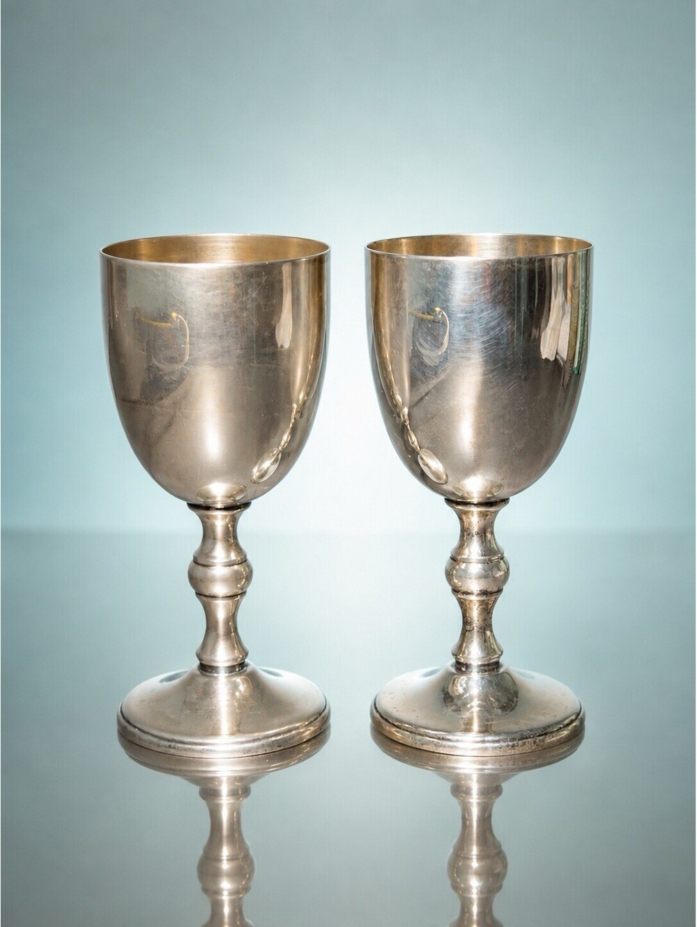 Raimond Italy 1960s Set Of 2 Goblets Silverplate, 2.5x5.5"